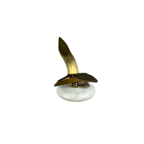 Vintage Brass bird in Flight on Marble Base Paperweight - Picture 3 of 5